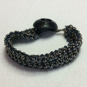 FINAL SALE PRICE CL Designs Handmade Black Beaded Crystal Bracelet